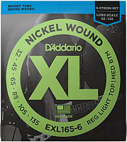 Струны для бас-гитары D'Addario EXL165-6 XL NICKEL WOUND BASS REG LIGHT TOP / MED BOTTOM 6-STRING (32-135)