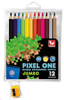 Олівці кольорові круглі Джамбо Pixel One 12 кольорів + чинка 312221005-UA