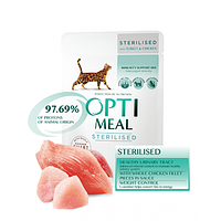 Консервы Optimeal для стерилизованных кошек с индейкой и куриным филе в соусе 85 г х 12 шт