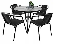 Комплект садових меблів Jumi Jupiter-4 круглий стіл + 4 крісла для тераси балкона саду кафе R_2029