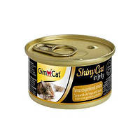 Влажный корм Gimpet Shiny Cat k 70г для кошек тунец, креветки и мальт