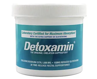 Detoxamin 1000MG, Calcium-Disodium EDTA with Glutathione, 30 Count Cупозиторії з ЕДТА та глутатіоном, 30шт., срок 07/2026