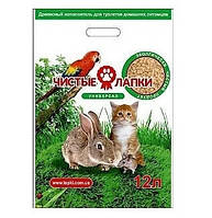 Древесный наполнитель Чистые лапки универсал-лаванда 3 кг (12 л) для кошачьего туалета
