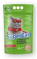 Древесный наполнитель Super cat с ароматизатором 3 кг для кошачьего туалета