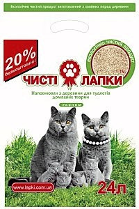 Дерев'яний наповнювач Чисті лапки 6 кг (24 л) для котячого туалету