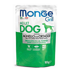Monge Dog Grill Agnello Ortaggi Консервований корм з ягням і овочами для дорослих собак 100г