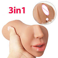 Мастурбатор для мужчин Wo-sex 3в1 искусственная вагина, анус, ротик. Реалистик