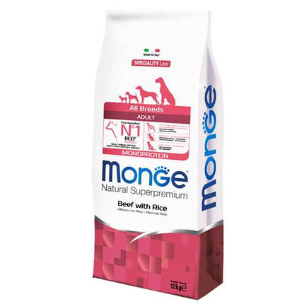 Monge Monoprotein All Breeds Adult Beef Монопротеїновий корм для дорослих собак різних порід, яловичина 15кг, фото 1