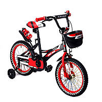 Велосипед двоколісний 16д 1687-16 чорно-червоний з кошиком і світним колесом