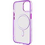Силіконовий чохол Iris with MagSafe для Apple iPhone 14 (6.1") | Прозорий TPU з кольоровим акцентом Фіолетовий, фото 4