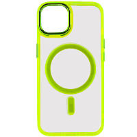 Силиконовый чехол Iris with MagSafe для Apple iPhone 12 (6.1") | Прозрачный TPU с цветным акцентом Желтый