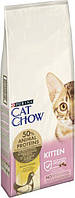 Сухой корм Cat Chow Kitten 15 кг для котят а так же кормящих и беременных кошек c курицей