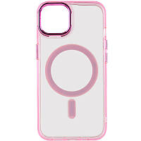 Силиконовый чехол Iris with MagSafe для Apple iPhone 12 (6.1") | Прозрачный TPU с цветным акцентом Розовый