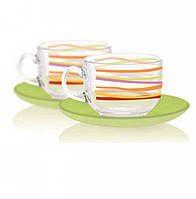 Стеклянный сервиз чайный с разноцветными кружками Luminarc Evolution Rubans 220 мл (P6883)
