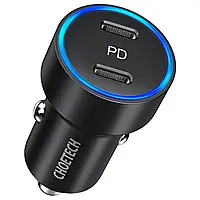 Автомобильное зарядное устройство Choetech (2xUSB Type C) PD3.0 QC3.0 AFC 36W 2.4A (C0054)