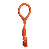 Игрушка для собак Croci JUICE канат с ручкой и конфетой, цвет апельсин, 40см