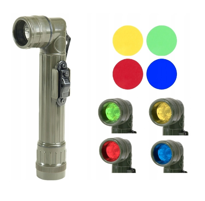 Ліхтар кутовий світлодіодний з кольоровими фільтрами Mil-Tec US Army 17 см Оливковий 15143101, фото 1