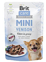 Влажный корм Brit Care Mini Venison 85г Брит Кеа для собак мелких и мини пород с филе дичи в соусе