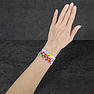 Патріотичний браслет ручної роботи з бісеру НЕ СТАНОК Квіти на Прапорі України, фото 2