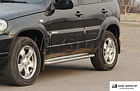 Пороги боковые площадка для Niva Chevrolet (2010) Bertone d60х1,6мм