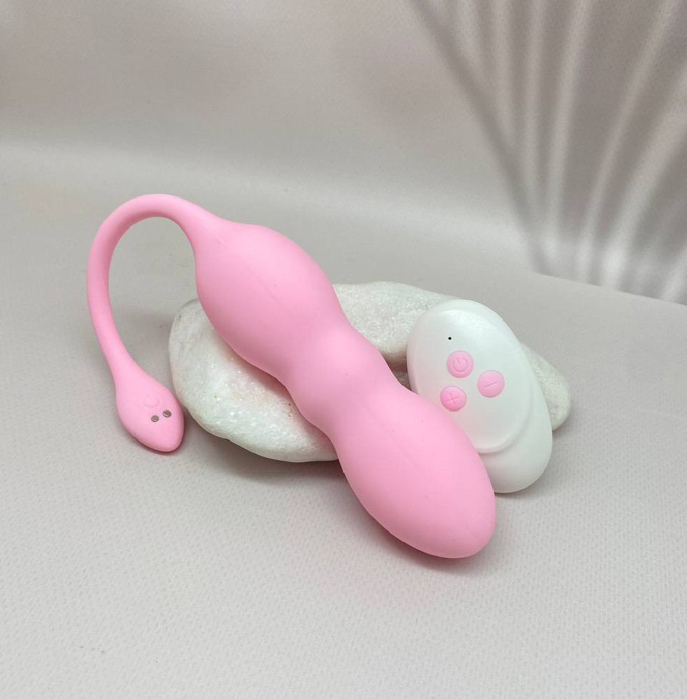 Віброяйце з пультом акумуляторне телескопічне Wo-Sex Telescopic. Рожеве, фото 1