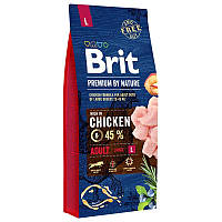 Сухой корм Brit Premium Adult L 15 кг для взрослых собак крупных пород с курицей
