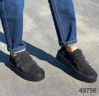 Женские черные кеды замшевые Класические женские кроссовки натуральный замш