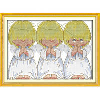 Набір для вишивання хрестиком з друкованою схемою на тканині Joy Sunday Янголята моляться R569
