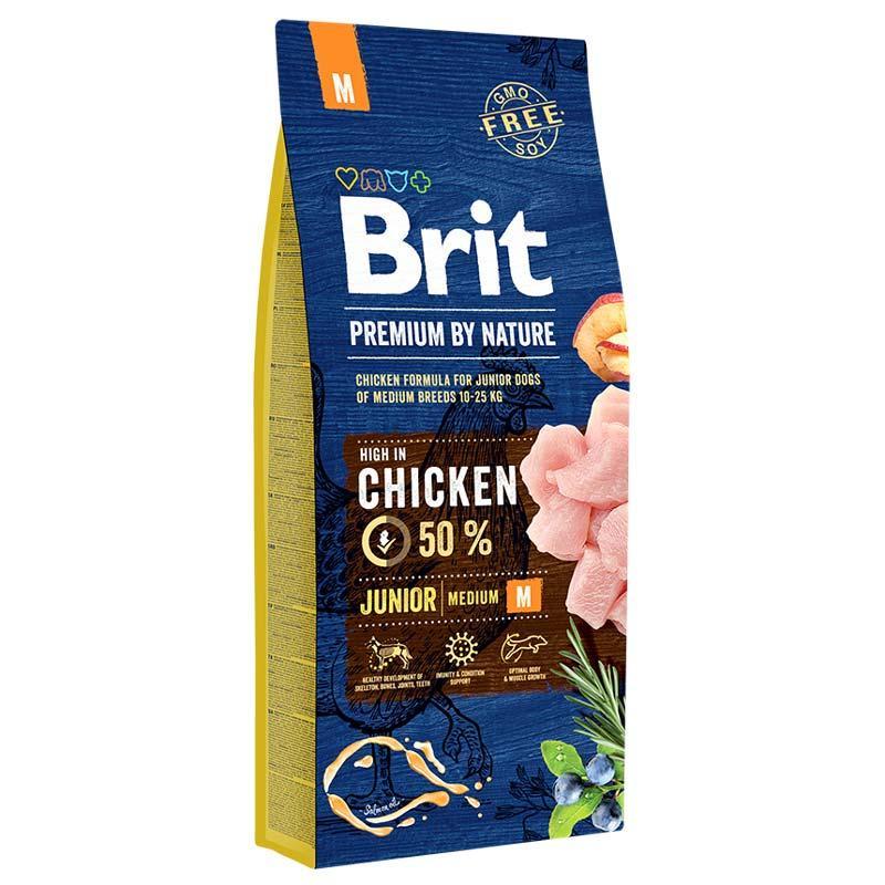 Brit Premium Junior M 15 кг Сухий корм для цуценят і молодих собак середніх порід з куркою