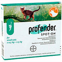 Bayer Байер Профендер Спот-он для котов до 2,5 кг (0,35мл), упаковка 2 пипетки