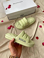 Женские шлепанцы Balenciaga Puffy Slides Olive шлепки баленсиага сланцы слипоны тапки