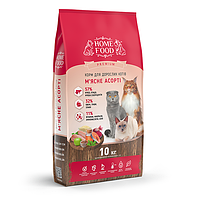 Сухой корм для взрослых кошек мясной ассорти Home Food Cat Adult Универсальный 10 кг