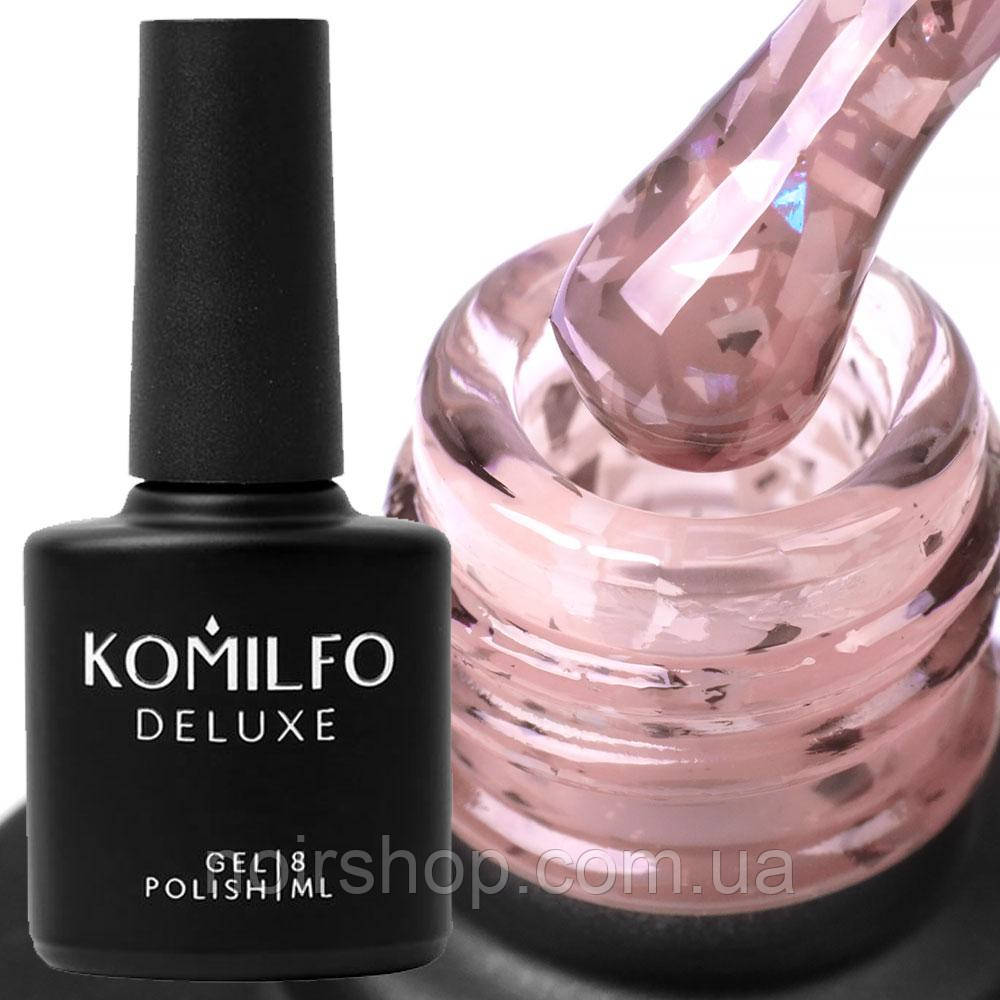 Komilfo Glassy Base GB007 (персиково-рожевий з пластівцями), 8 мл