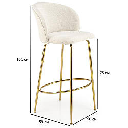 Барні стільці на золотих ніжках H-116 з оббивкою з кремового кольору для кухні