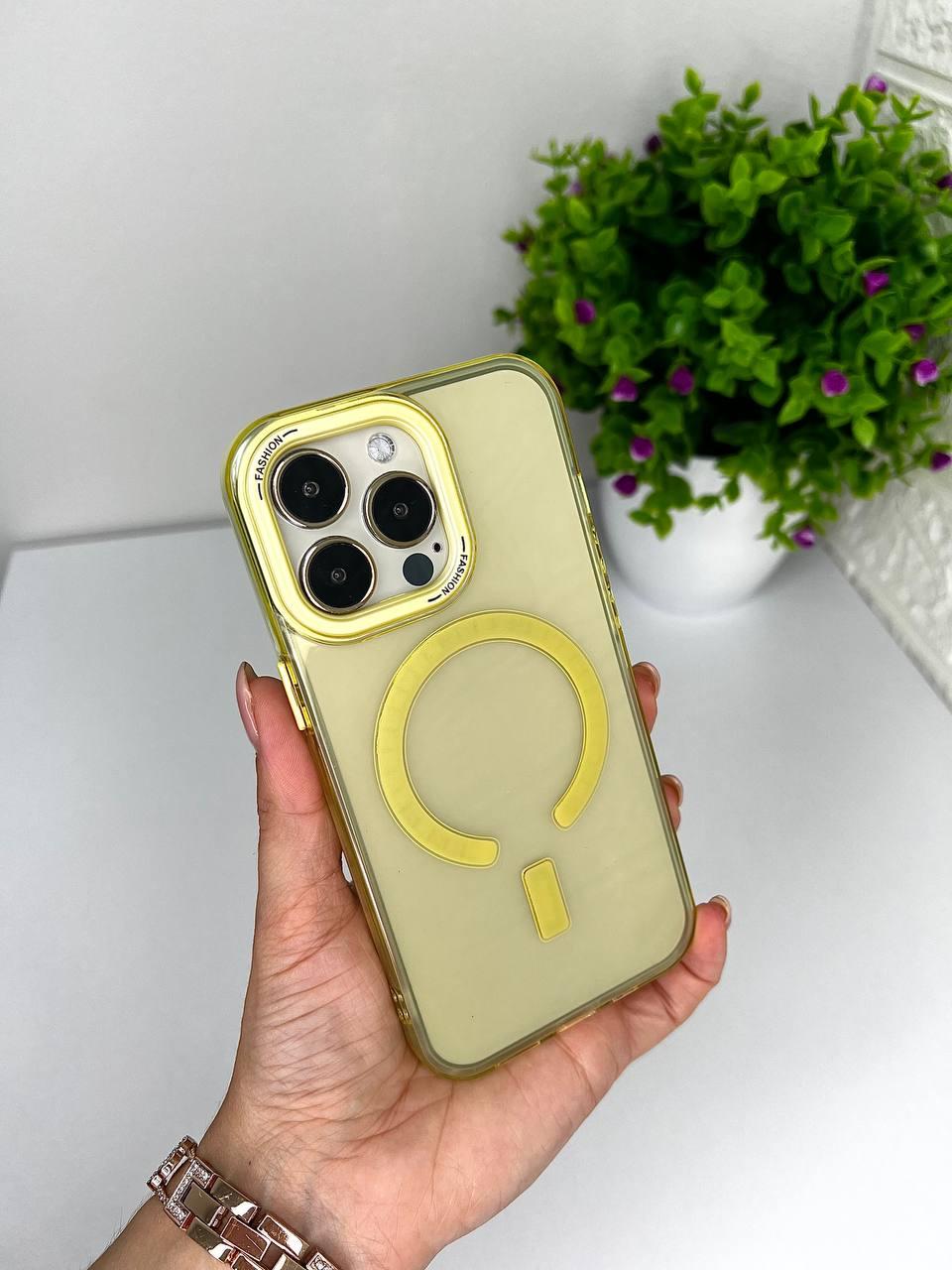 Чохол для IPhone Matt Clear Case with MagSafe Yellow iPhone 13/14, фото 1