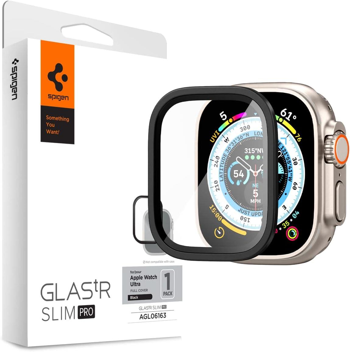 Захисне скло Spigen для Apple Watch Ultra (49mm) - Glas.tR Slim Pro (1шт), Black (AGL06163)
