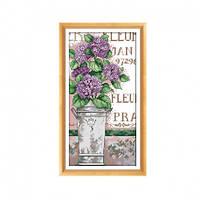 Набір для вишивання хрестиком з друкованою схемою на тканині Joy Sunday Фіолетова гортензія H954
