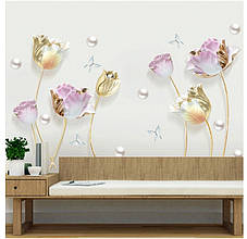 Наклейка на стіну декоративна вінілова квіти метелика різнобарвна 180*110 см 8696