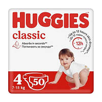 Подгузники для детей Huggies Classic 4 7-18 кг 50 шт