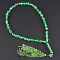 Чітки пластикові з зеленими напівпрозорими намистинами та хвостиком кількість намистин 33 штуки довжина 70 см