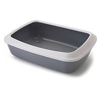 Savic Iriz Cat Litter Tray лоток туалет с бортиком для котов серый 50x37x13 см