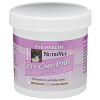 Nutri-Vet Tear Stain Removal cat влажные салфетки для кошек, от пятен под глазами, 90 шт