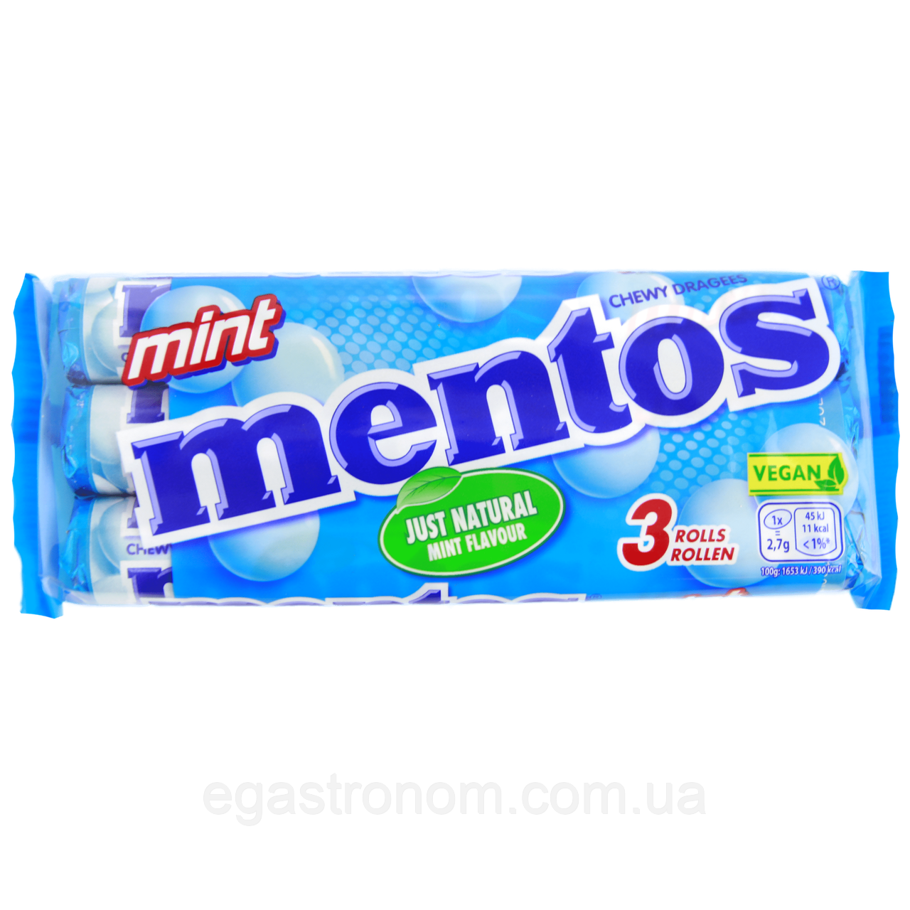 Драже м`ята Ментос Mentos mint 3*38g 25шт/ящ (Код: 00-00014766), фото 1