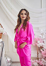 Жіноча піжама шовкова штани та халат S,M,L,XL, фото 3