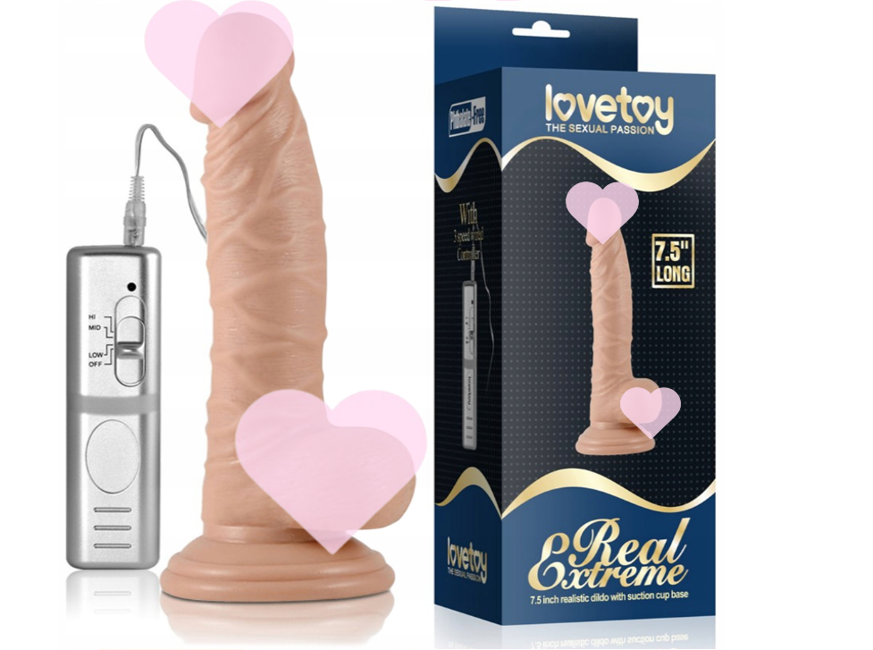 Реалістичний вагінальний фалоімітатор Lovetoy 20 см тілесного кольору с пультом, фото 1