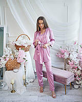 Жіноча піжама шовкова штани та халат S,M,L,XL