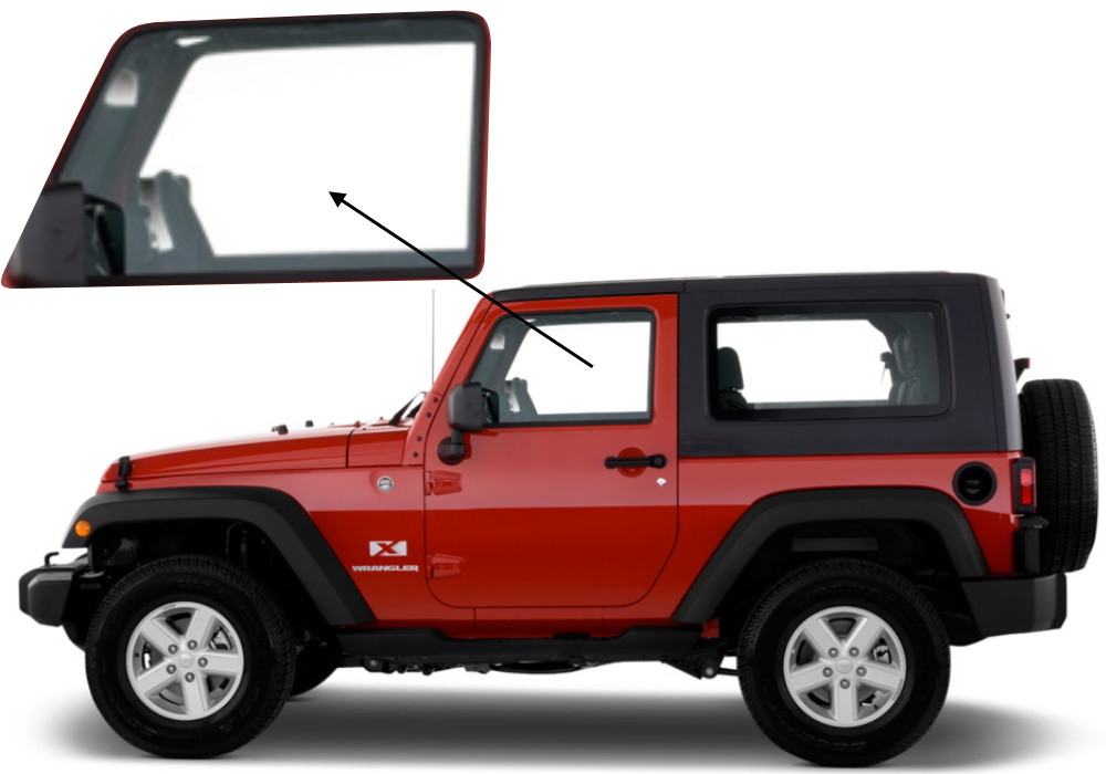 Бічне скло Jeep Wrangler 2007-2017 передніх дверей ліве