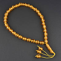 Чітки пластикові з жовтогарячими напівпрозорими намистинами та висувкою кількість намистин 33 штуки довжина 70 см