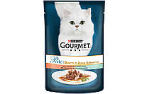 Влажный корм Purina Gourmet Perle Duo для кошек 85 г х 26 шт с лососем и сайдой в подливе