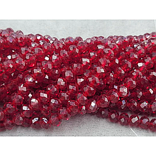 Намистини кришталеві рондель 8х6,5мм, темно-червоний прозорий